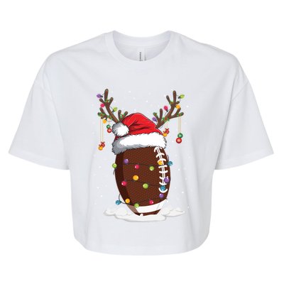 Christmas Football Reindeer Funny Santa Hat Xmas Meaningful Gift Bella+Canvas Jersey Crop Tee