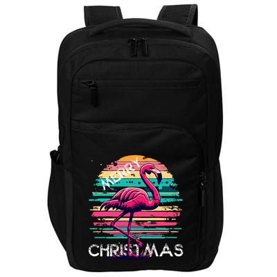Christmas Flamingo Retro Sunset Pink Flamingo Xmas Gift Impact Tech Backpack