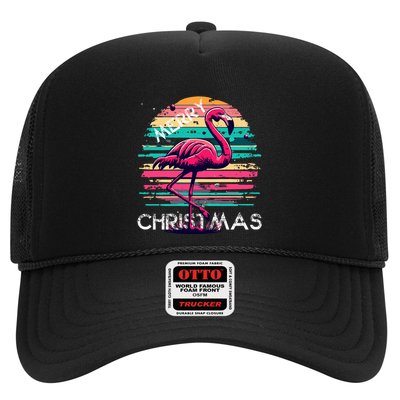 Christmas Flamingo Retro Sunset Pink Flamingo Xmas Gift Trucker Hat