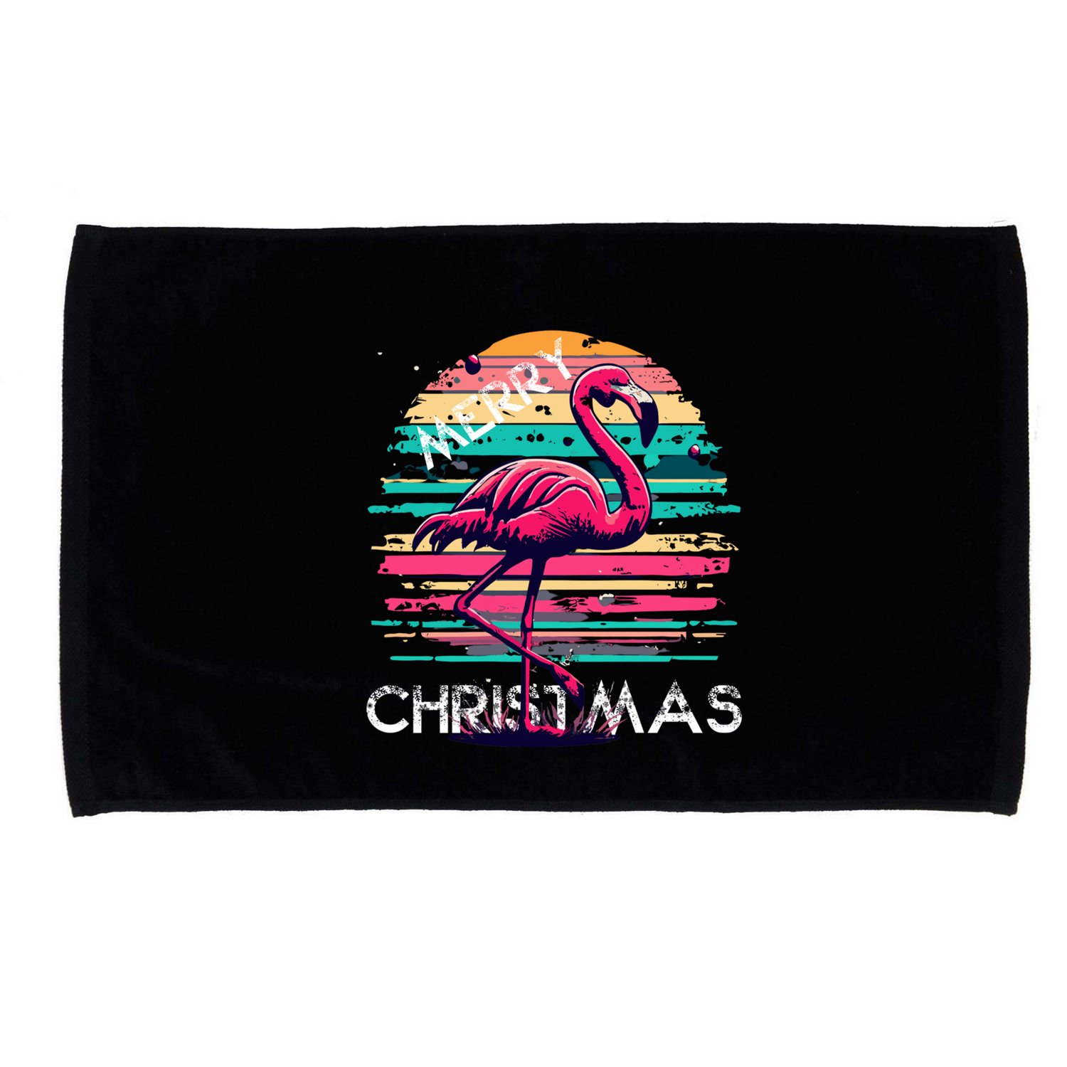 Christmas Flamingo Retro Sunset Pink Flamingo Xmas Gift Microfiber Hand Towel