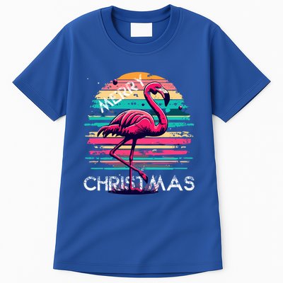 Christmas Flamingo Retro Sunset Pink Flamingo Xmas Gift Tall T-Shirt