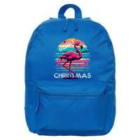 Christmas Flamingo Retro Sunset Pink Flamingo Xmas Gift 16 in Basic Backpack