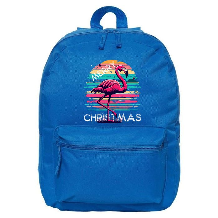 Christmas Flamingo Retro Sunset Pink Flamingo Xmas Gift 16 in Basic Backpack