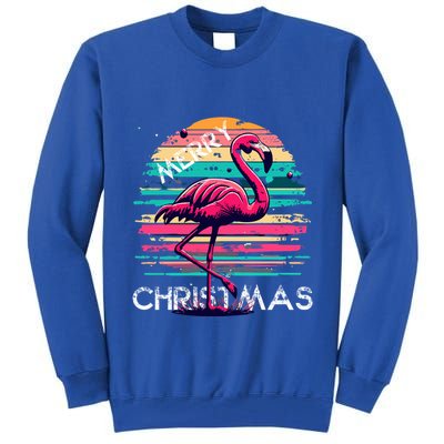 Christmas Flamingo Retro Sunset Pink Flamingo Xmas Gift Tall Sweatshirt