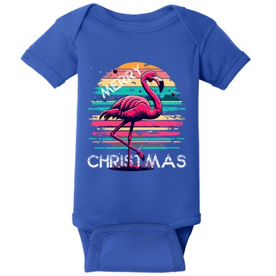Christmas Flamingo Retro Sunset Pink Flamingo Xmas Gift Baby Bodysuit