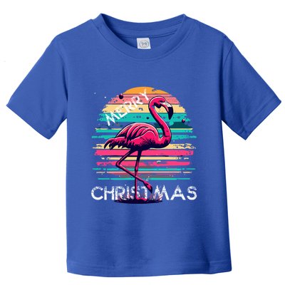 Christmas Flamingo Retro Sunset Pink Flamingo Xmas Gift Toddler T-Shirt