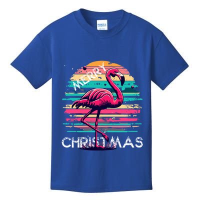 Christmas Flamingo Retro Sunset Pink Flamingo Xmas Gift Kids T-Shirt
