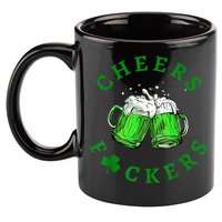 Cheers Fuckers St Patricks Day Funny Beer Drinking 11oz C Handle Ceramic Mug