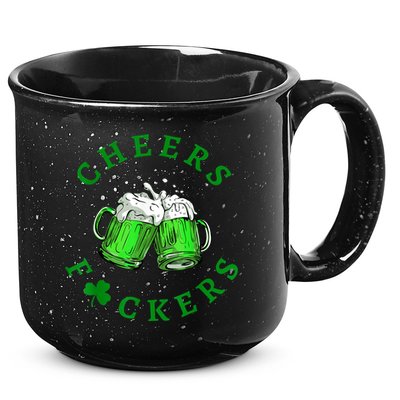Cheers Fuckers St Patricks Day Funny Beer Drinking 15oz Campfire Ceramic Mug
