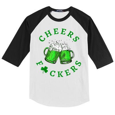 Cheers Fuckers St Patricks Day Funny Beer Drinking Kids Colorblock Raglan Jersey