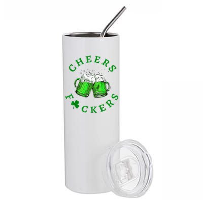 Cheers Fuckers St Patricks Day Funny Beer Drinking Stainless Steel Tumbler