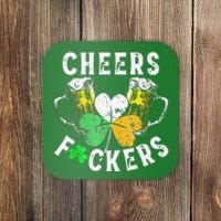 Cheers Fuckers St Patricks Day Women Beer Drinking Coaster