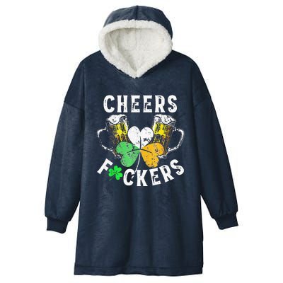 Cheers Fuckers St Patricks Day Women Beer Drinking Hooded Wearable Blanket