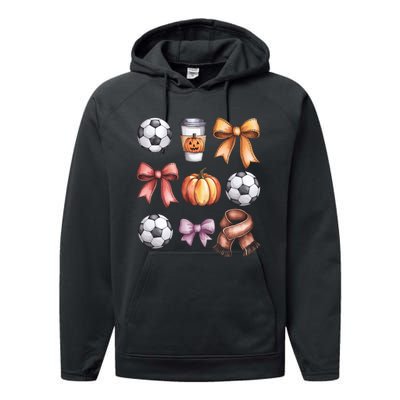 Coquette Fall Soccer Autumn Bow Pumpkin Thanksgiving Performance Fleece Hoodie