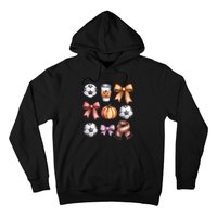 Coquette Fall Soccer Autumn Bow Pumpkin Thanksgiving Hoodie