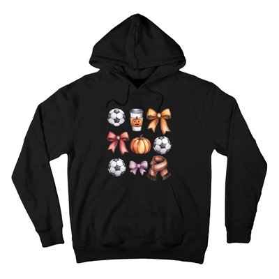 Coquette Fall Soccer Autumn Bow Pumpkin Thanksgiving Hoodie