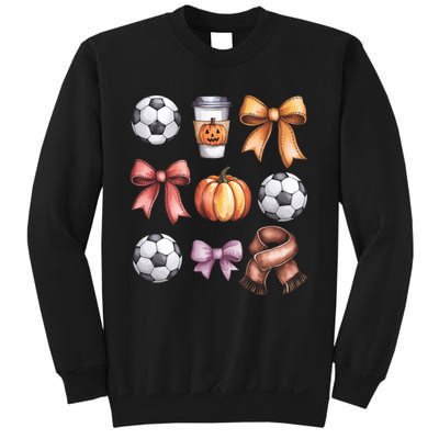 Coquette Fall Soccer Autumn Bow Pumpkin Thanksgiving Sweatshirt