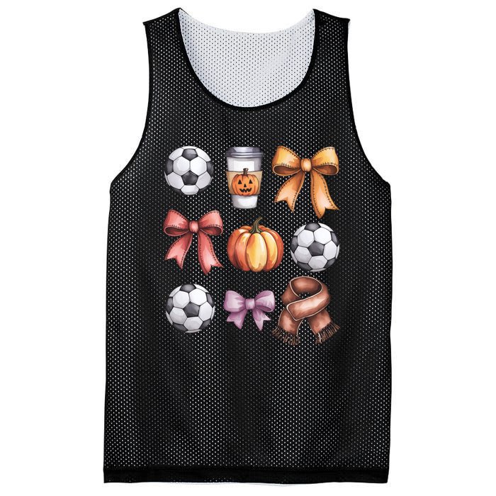 Coquette Fall Soccer Autumn Bow Pumpkin Thanksgiving Mesh Reversible Basketball Jersey Tank