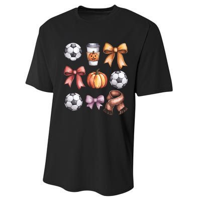 Coquette Fall Soccer Autumn Bow Pumpkin Thanksgiving Performance Sprint T-Shirt