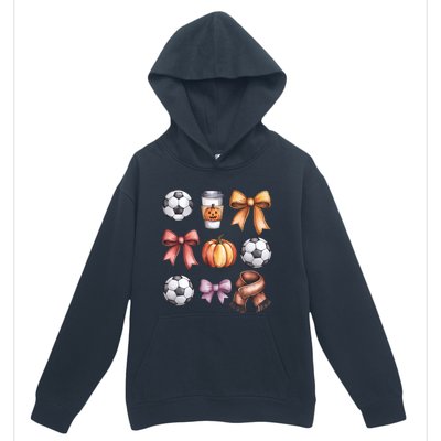 Coquette Fall Soccer Autumn Bow Pumpkin Thanksgiving Urban Pullover Hoodie