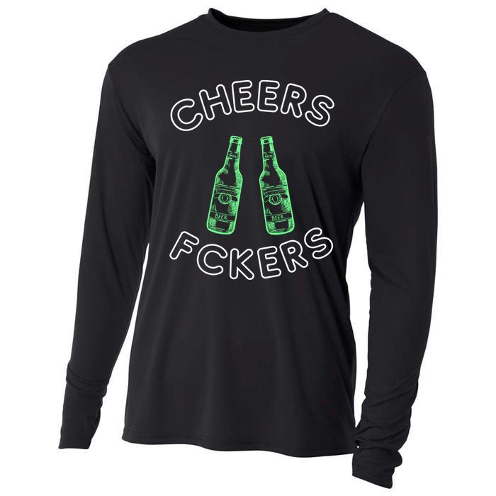 Cheers Fckers St Patricks Day Beer Ing Funny Gift Cooling Performance Long Sleeve Crew