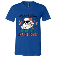 Christmas Funny Santa ThereS Some Ho Ho HoS In This House Funny Gift V-Neck T-Shirt