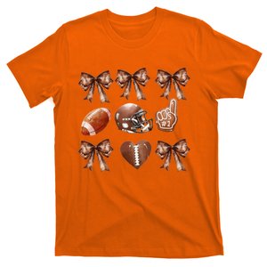 Coquette Football Sublimation Football Bow T-Shirt