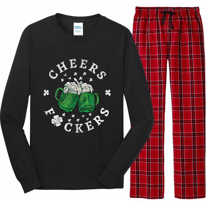 Cheers Fckers St Patricks Day Beer Drinking Funny Gift Long Sleeve Pajama Set