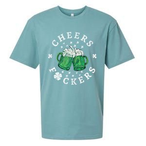 Cheers Fckers St Patricks Day Beer Drinking Funny Gift Sueded Cloud Jersey T-Shirt