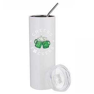 Cheers Fckers St Patricks Day Beer Drinking Funny Gift Stainless Steel Tumbler