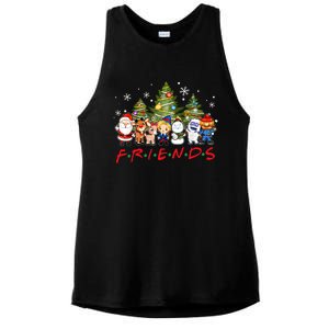 Christmas Friends Santa Rudolph Snowman Family Xmas Pajamas Ladies PosiCharge Tri-Blend Wicking Tank