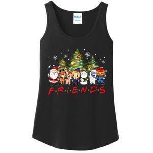 Christmas Friends Santa Rudolph Snowman Family Xmas Pajamas Ladies Essential Tank