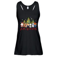 Christmas Friends Santa Rudolph Snowman Family Xmas Pajamas Ladies Essential Flowy Tank