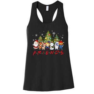 Christmas Friends Santa Rudolph Snowman Family Xmas Pajamas Women's Racerback Tank