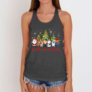 Christmas Friends Santa Rudolph Snowman Family Xmas Pajamas Women's Knotted Racerback Tank