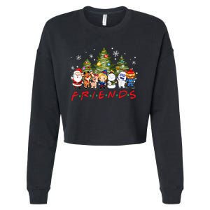 Christmas Friends Santa Rudolph Snowman Family Xmas Pajamas Cropped Pullover Crew