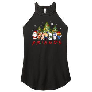 Christmas Friends Santa Rudolph Snowman Family Xmas Pajamas Women's Perfect Tri Rocker Tank