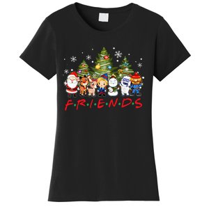 Christmas Friends Santa Rudolph Snowman Family Xmas Pajamas Women's T-Shirt