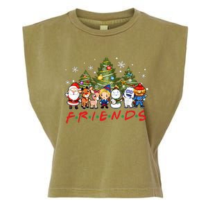 Christmas Friends Santa Rudolph Snowman Family Xmas Pajamas Garment-Dyed Women's Muscle Tee