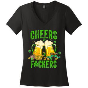 Cheers Fuckers St Patricks Day Beer Drinking Mugs Women's V-Neck T-Shirt