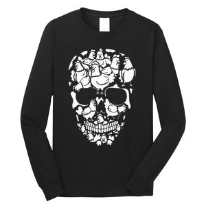 Chickens Farm Skeleton Halloween Farmer Chicken Skull Long Sleeve Shirt