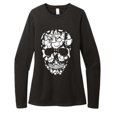 Chickens Farm Skeleton Halloween Farmer Chicken Skull Womens CVC Long Sleeve Shirt