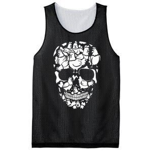 Chickens Farm Skeleton Halloween Farmer Chicken Skull Mesh Reversible Basketball Jersey Tank