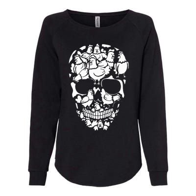 Chickens Farm Skeleton Halloween Farmer Chicken Skull Womens California Wash Sweatshirt