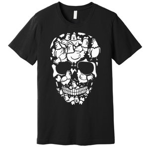 Chickens Farm Skeleton Halloween Farmer Chicken Skull Premium T-Shirt