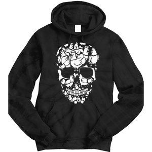 Chickens Farm Skeleton Halloween Farmer Chicken Skull Tie Dye Hoodie