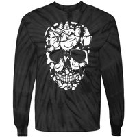 Chickens Farm Skeleton Halloween Farmer Chicken Skull Tie-Dye Long Sleeve Shirt