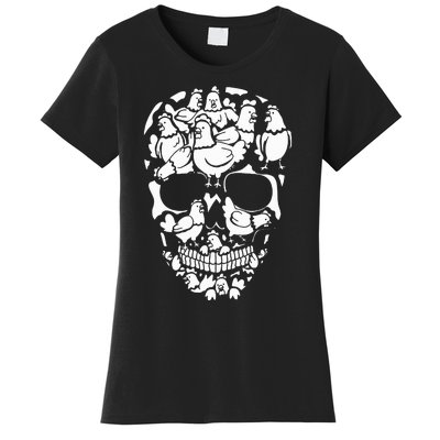 Chickens Farm Skeleton Halloween Farmer Chicken Skull Women's T-Shirt