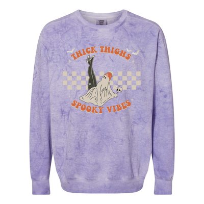 Comfy Fall Season Creep It Real Thick Thights Spooky Vibes Cool Gift Colorblast Crewneck Sweatshirt