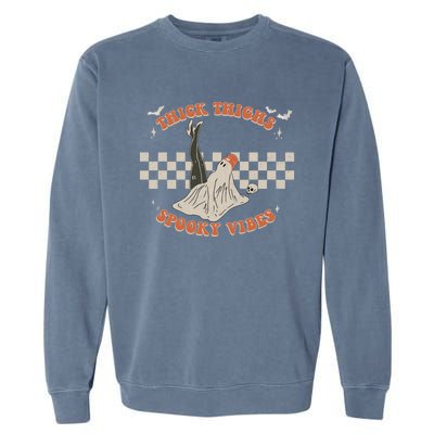 Comfy Fall Season Creep It Real Thick Thights Spooky Vibes Cool Gift Garment-Dyed Sweatshirt